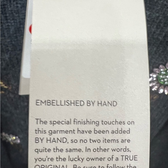 Boden charcoal sweater embellished with flowers by hand. - Picture 7 of 8